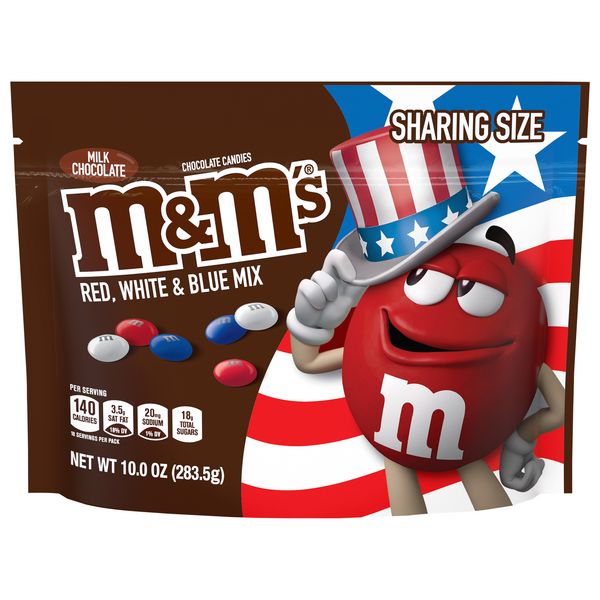 M&M's Milk Chocolate Red White & Blue Summer Candy Sharing Size